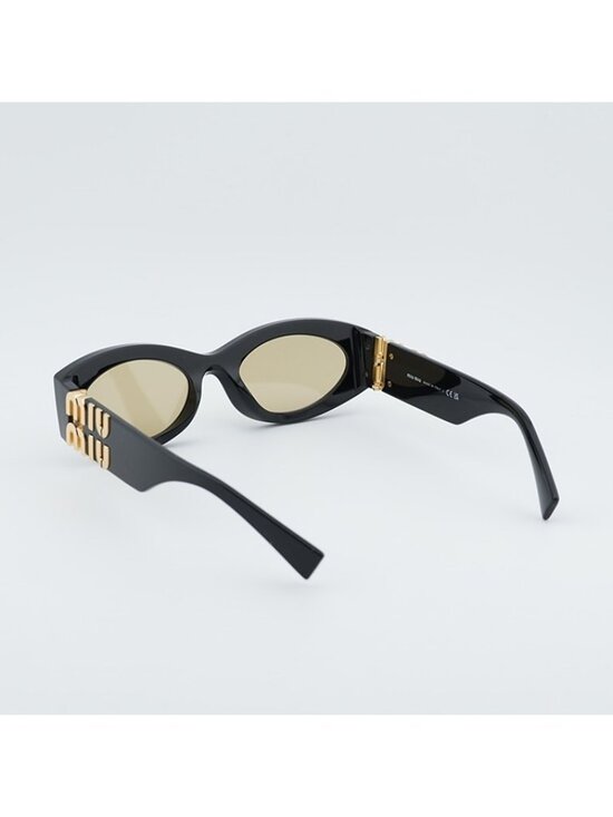 Miu Miu MU11WS 16K10R Women Sunglasses Black Oval Frame, Yellow Lenses main image 6